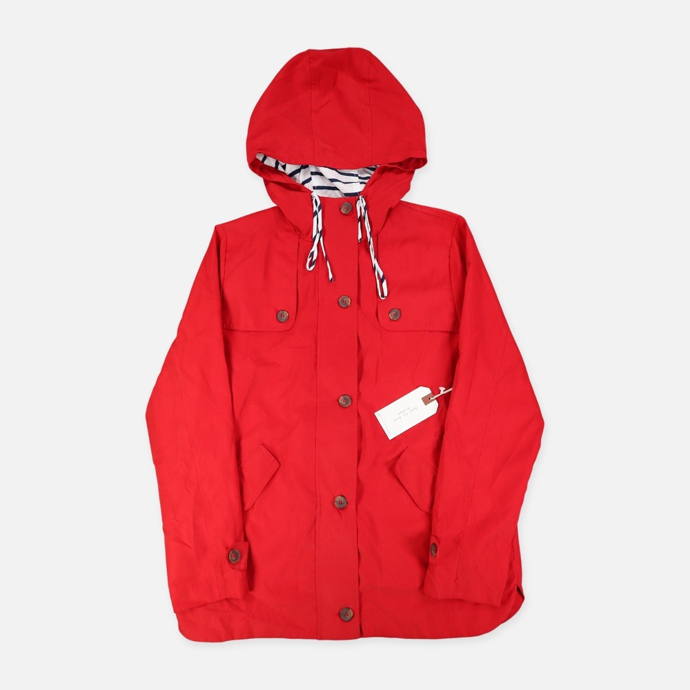 Day to Day Blu Pepper Red Hooded Utility Jacket Womens M Striped Hood NWT